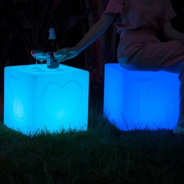 Licht-Trend Gartenleuchte Schwimmfähiger Akku-LED-Lichtwürfel The Love Weiß