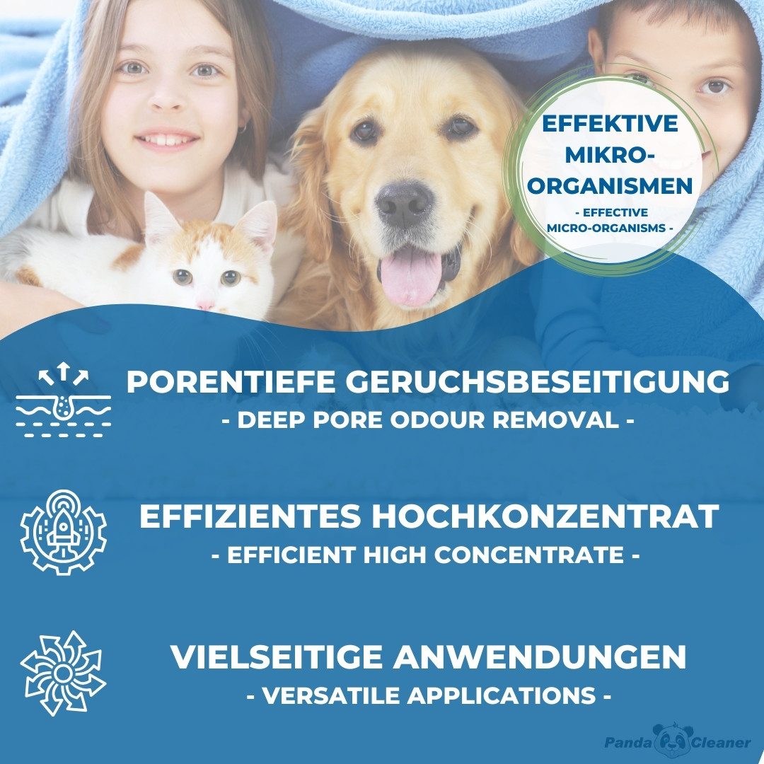 PandaCleaner Geruchsentferner Bio-Urin Attacke - Geruchsvernichter - Biologische Geruchsbeseitigung (1-St), 1l