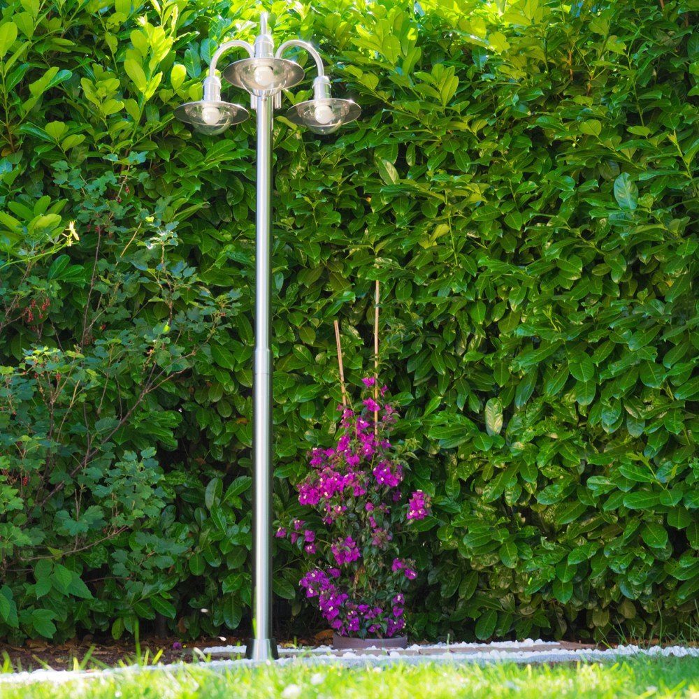 IP44 Außen-Stehlampe aus mit Kandelaber hofstein Edelstahl Glas, Außenleuchte Design, Gartenlampe Leuchtmittel, aus modernem Lampenschirmen in E27, 200cm, ohne »Verna« Wegeleuchte