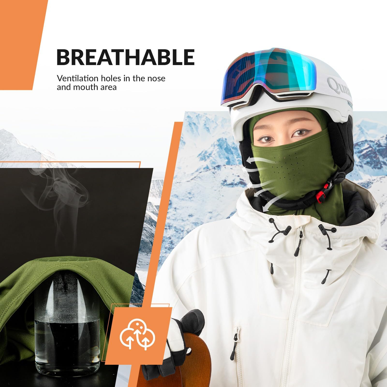 ROCKBROS Sturmhaube Balaclava Winter Skimaske Winddichte Atmungsaktive Gesichtsmaske M/L MULTIFUNKTIONAL