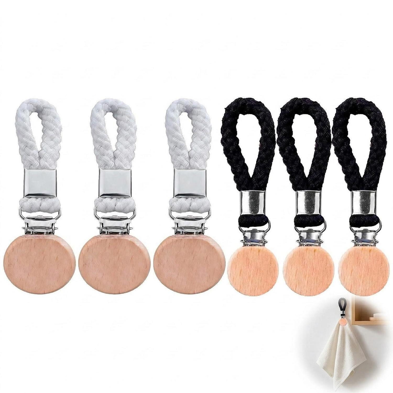LuxusKollektion Handtuchklemme Handtuchhalter 6er Set Schwarz/Weiss