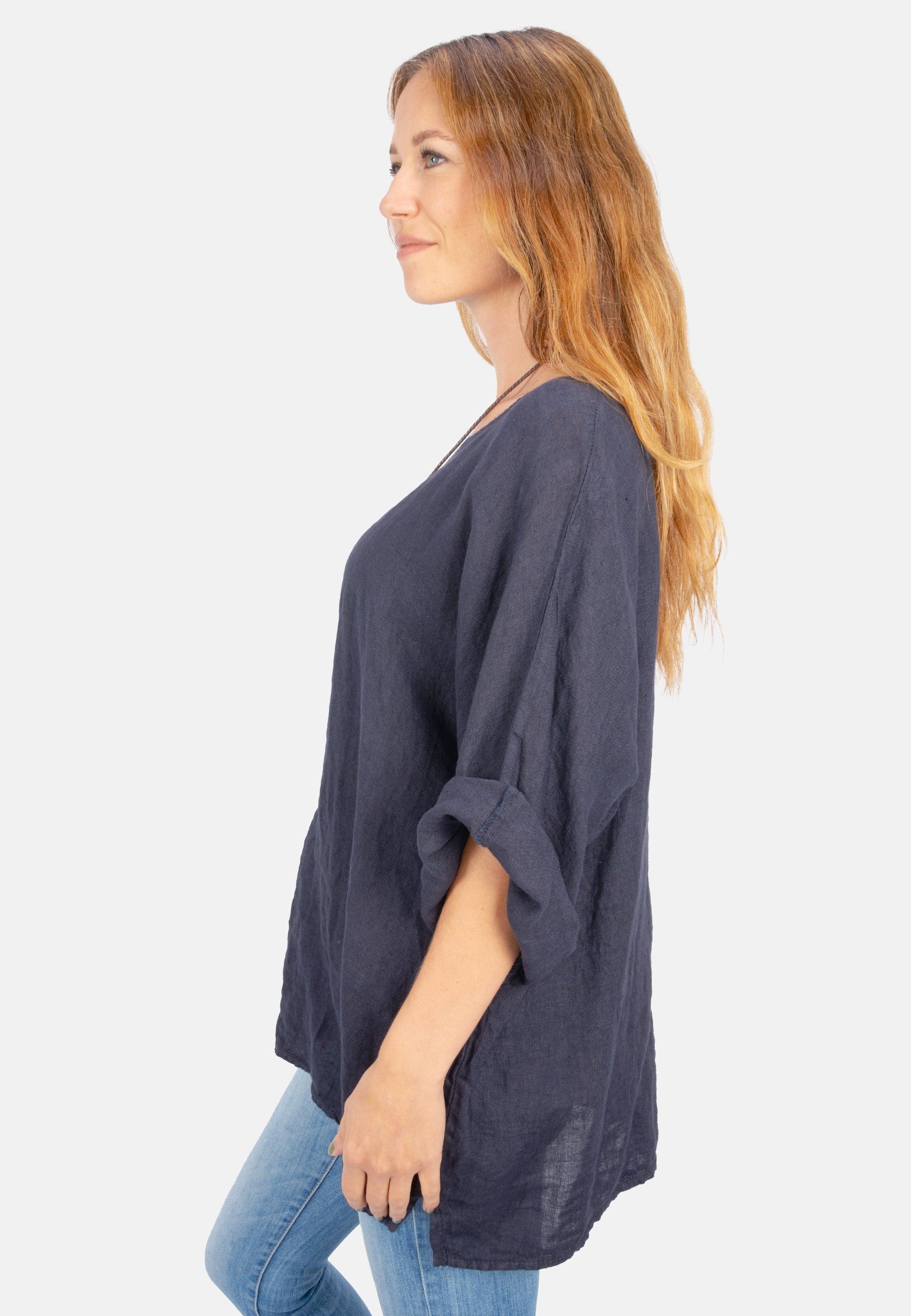 Seasons of April Kurzarmbluse LINA OVERSIZED Weit geschnittene Leinenbluse