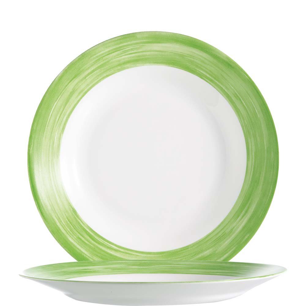 6 Green, Opal Brush Stück 23.4cm Speiseteller Grün Teller flach Arcoroc