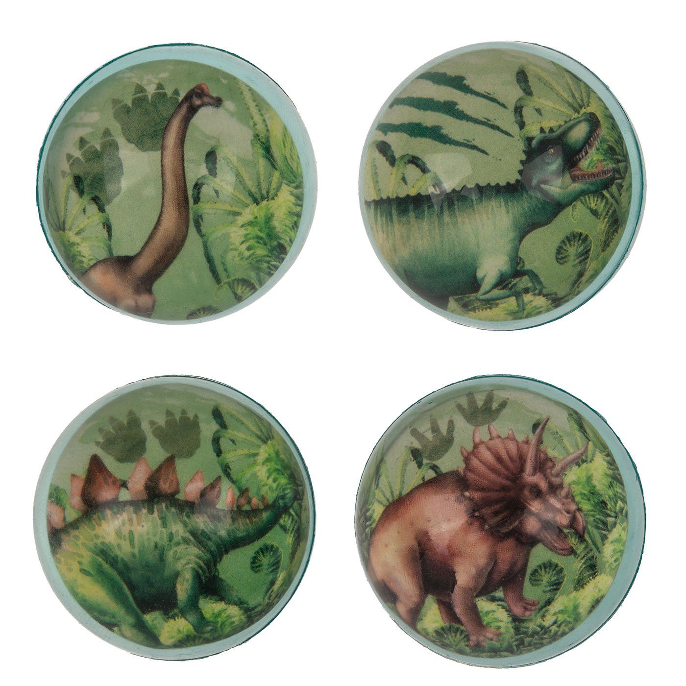 ReWu Flummi Springball Flummi Dinosaurier Motiv 4er-SET Ø 4,5cm