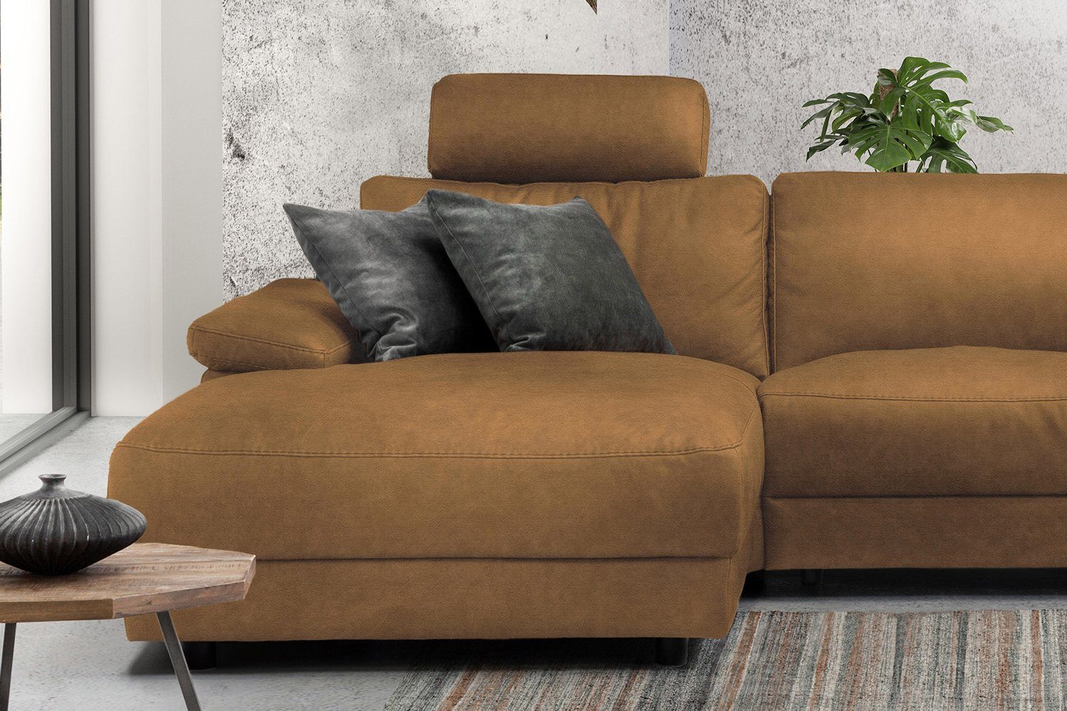 KAWOLA Ecksofa LOLA Stoff od. versch. Sofa XL, Recamiere od. Leder, links, rechts Farben