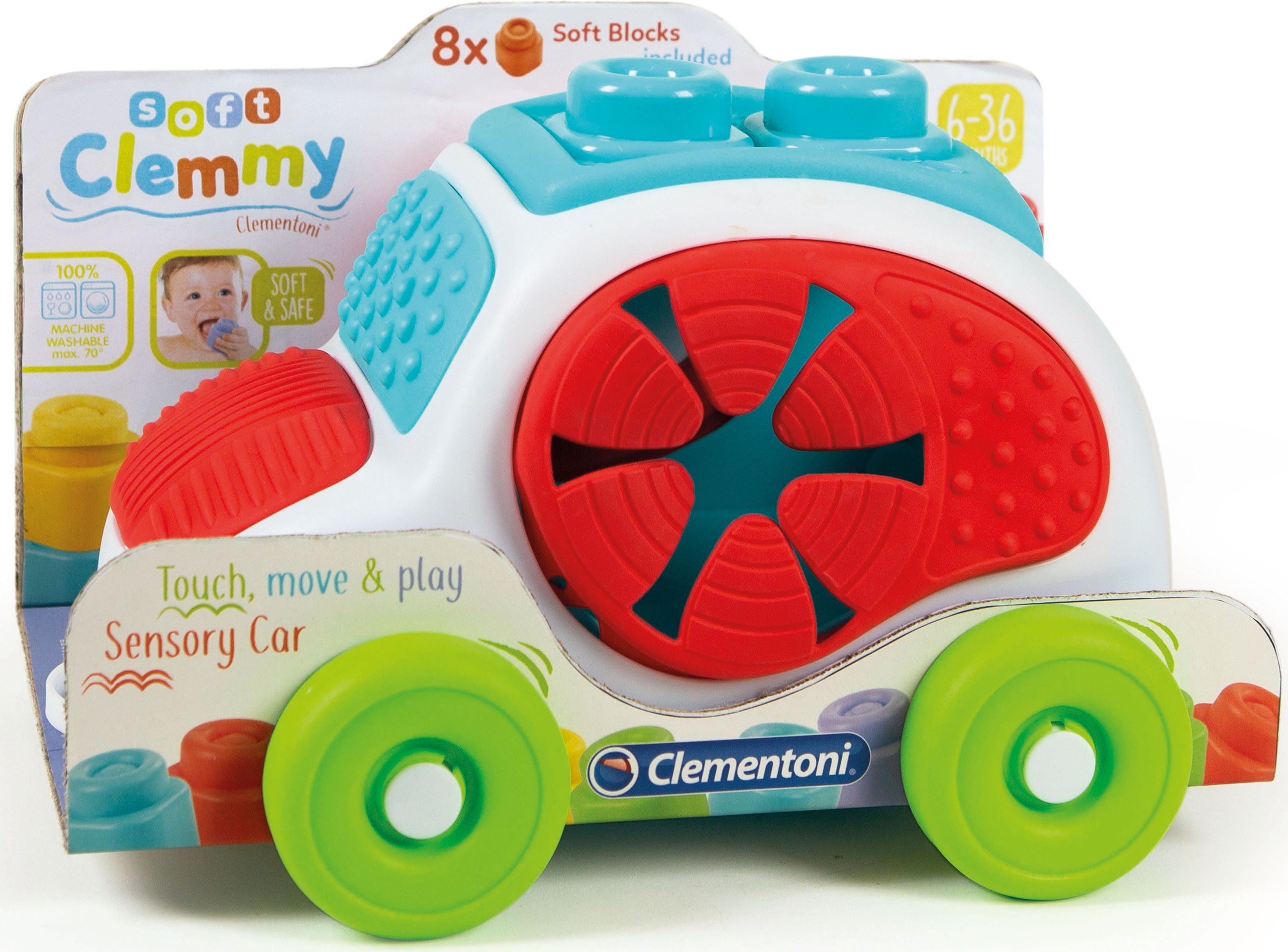 Clementoni® Clemmy Soft, Sensorisches Auto Spielbausteine, (9 St), Made in Europe