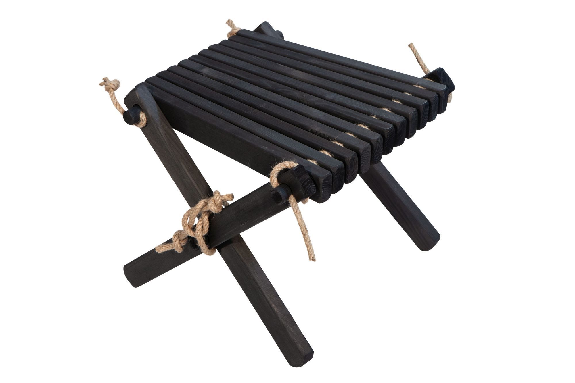 Jardinion Gartenbank Abstelltisch, Beistelltisch, Klapphocker (54 x 49 x 45cm Schwarz (Kiefer), 1-St), Hocker, Sitzhocker, Klapptisch