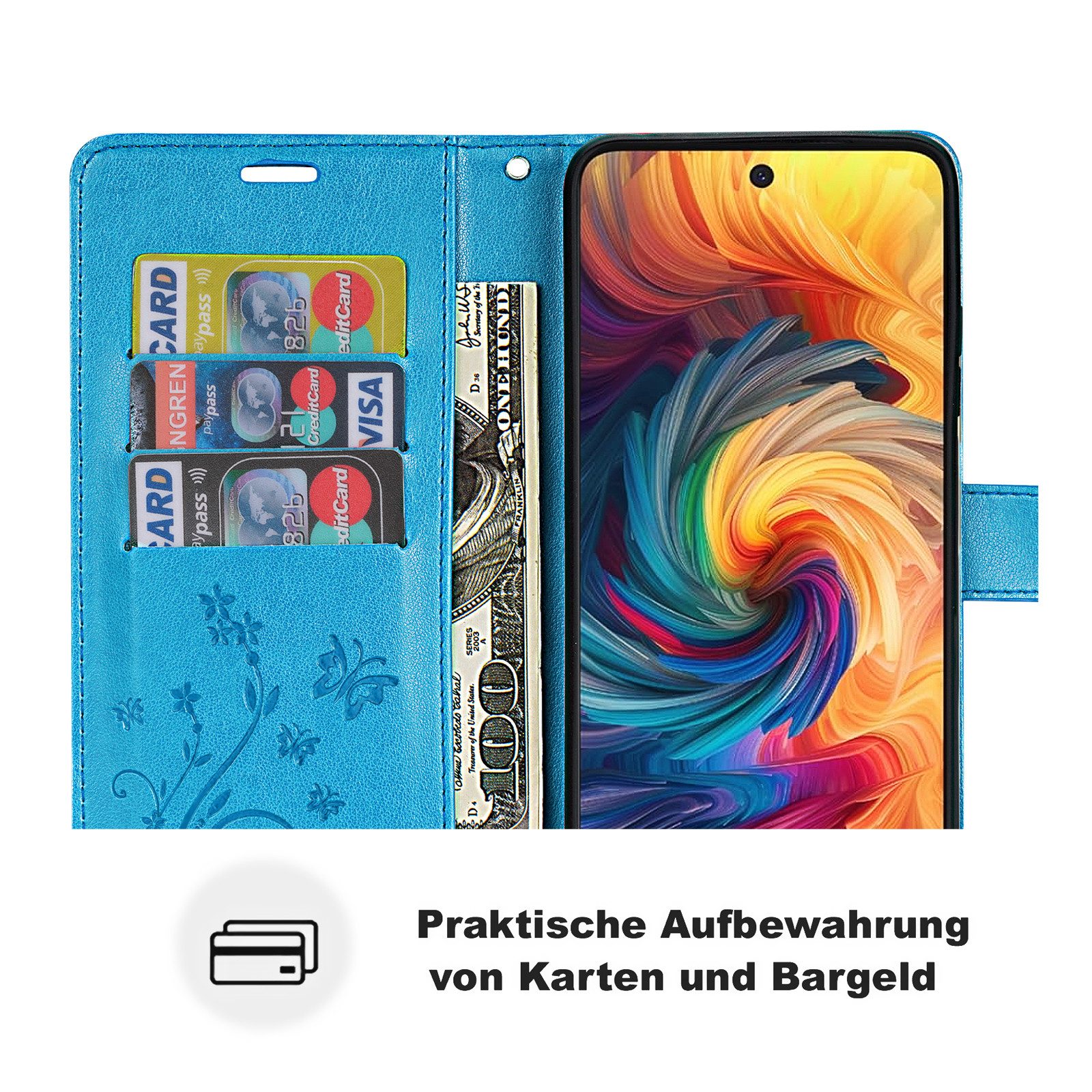 betterfon Handyhülle Handytasche für ZTE Blade V70 Klapphülle mit Kartenfächern, Bookstyle-Hülle mit Magnetverschluss, Smartstand & Kunstleder – Bild 4 von 5