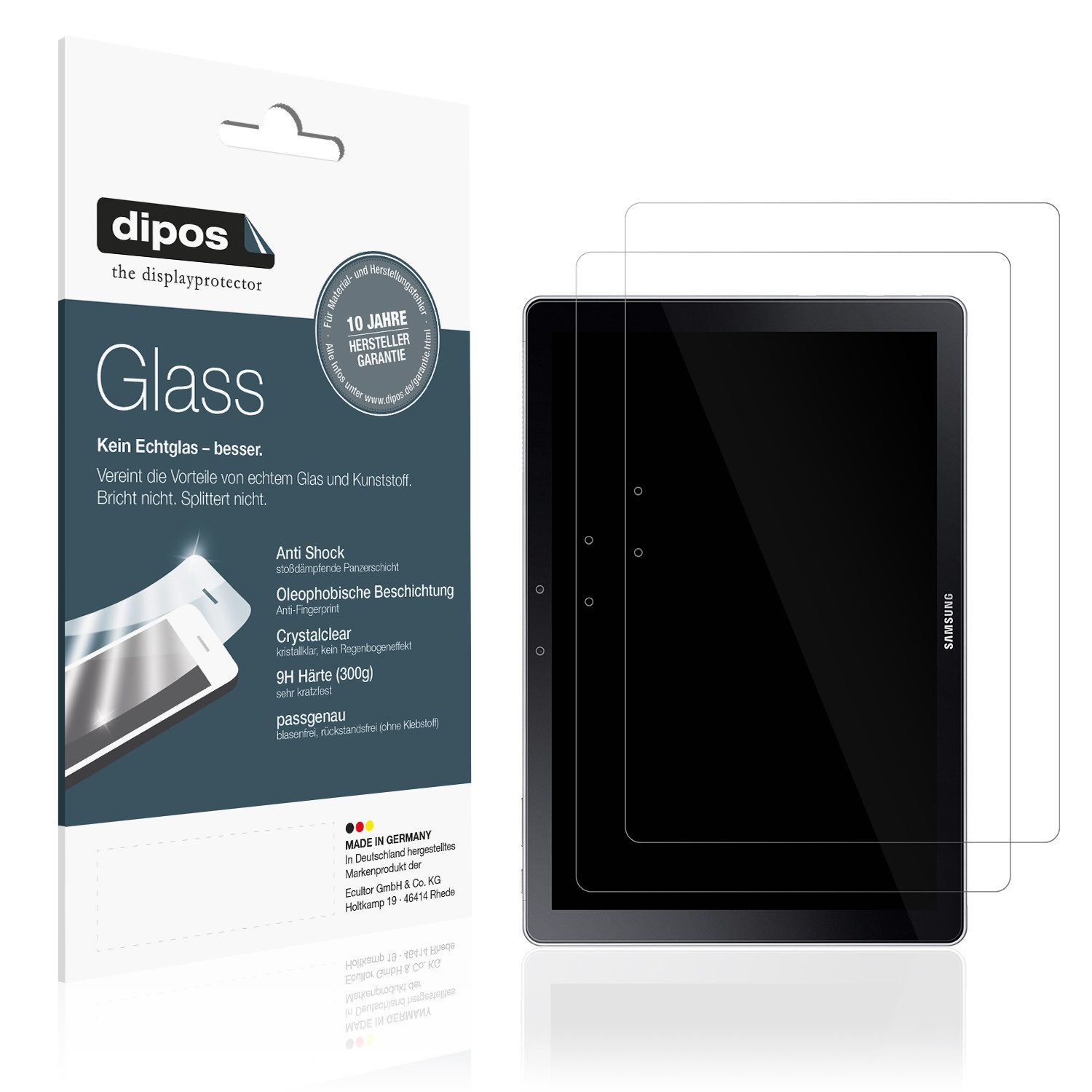 dipos Displayschutzfolie Schutzfolie für Samsung Galaxy Book 12 Zoll 1. Gen, 2 Stück, Displayschutz Schutz Folie Made in Germany
