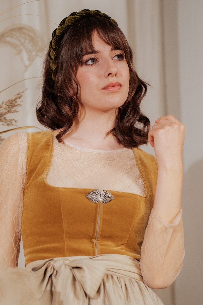 MARJO Dirndl Samt Dirndl 2tlg. - CAMELLA - camel/taupe/beige mehr