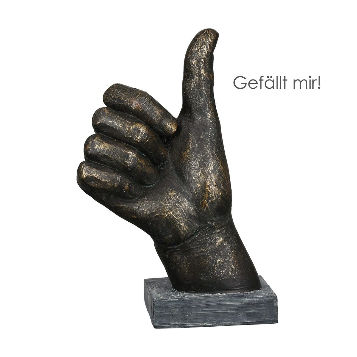 GILDE Dekoobjekt Skulptur "Daumen hoch" aus Poly in bronzefarben - perfekte Dekoration