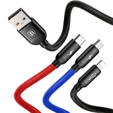 Baseus Drei Primärfarben 3-in-1 Kabel USB Für M+L+T 3,5A 1,2m Schwarz USB-Kabel
