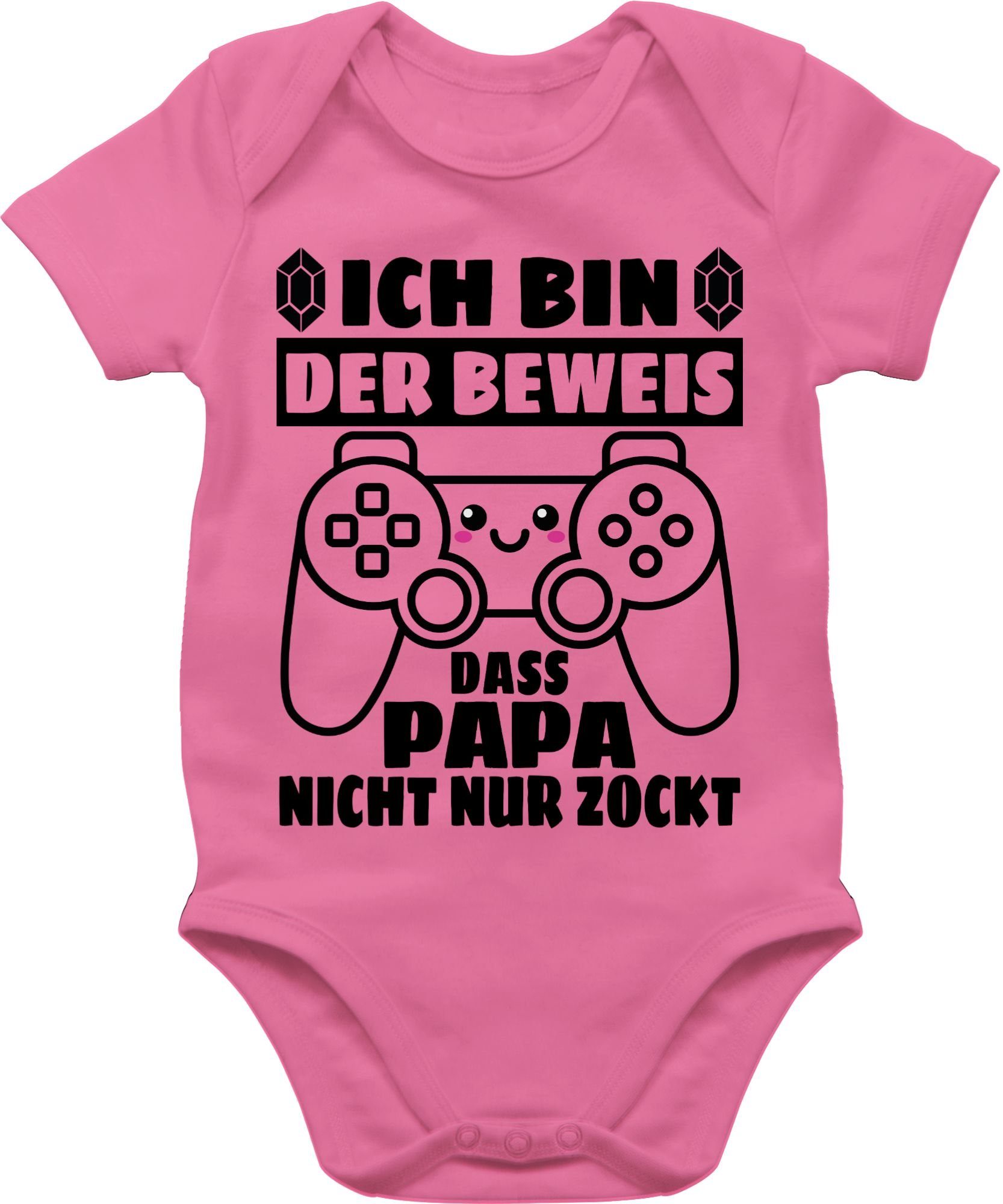 Shirtracer Shirtbody Ich bin der Beweis das Papa nicht nur zockt mit Controller - schwarz Geschenk Vatertag Baby 3 Pink