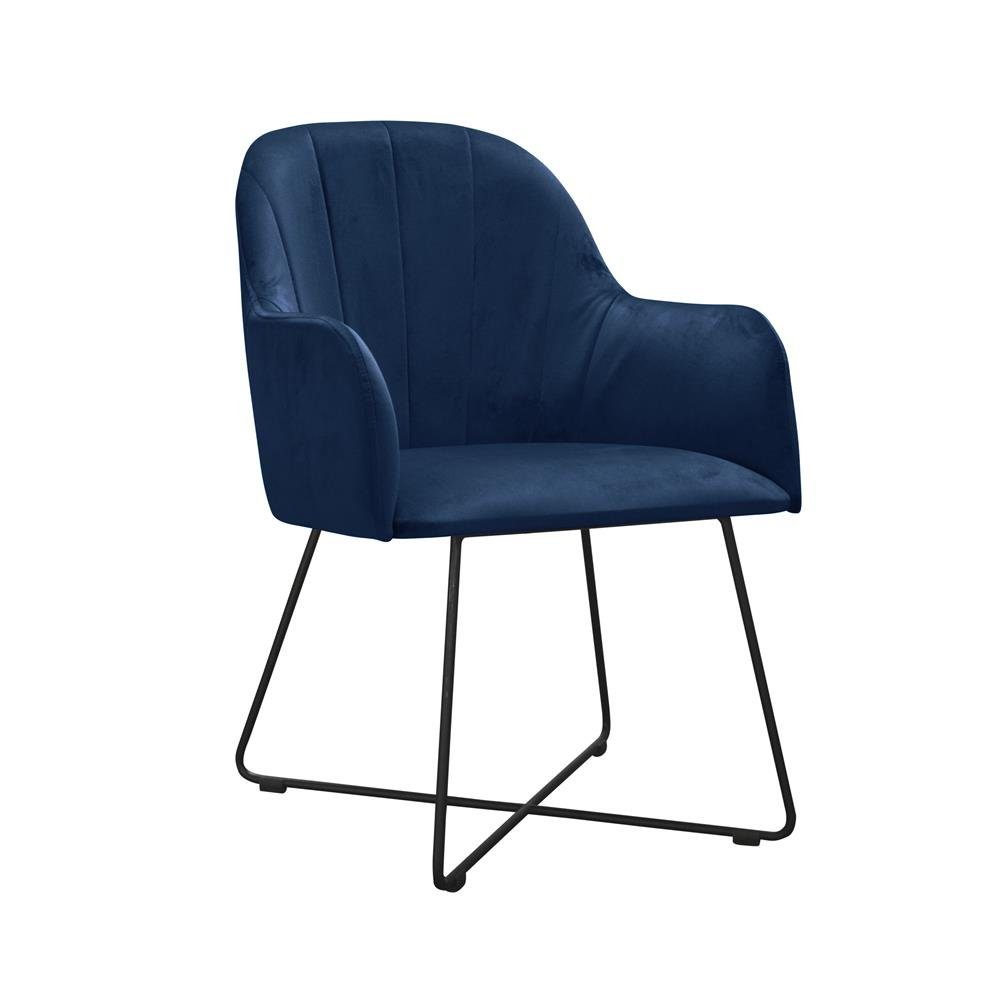 JVmoebel Stuhl, Design Stühle Stuhl Sitz Praxis Ess Zimmer Textil Stoff Polster Warte Kanzlei Blau