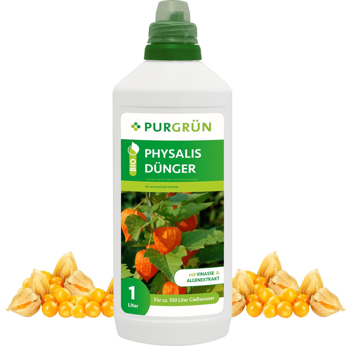 Obstdünger Purgrün Bio Physalis Dünger, NPK 4+1+7, Algenextrakt, 1 Liter