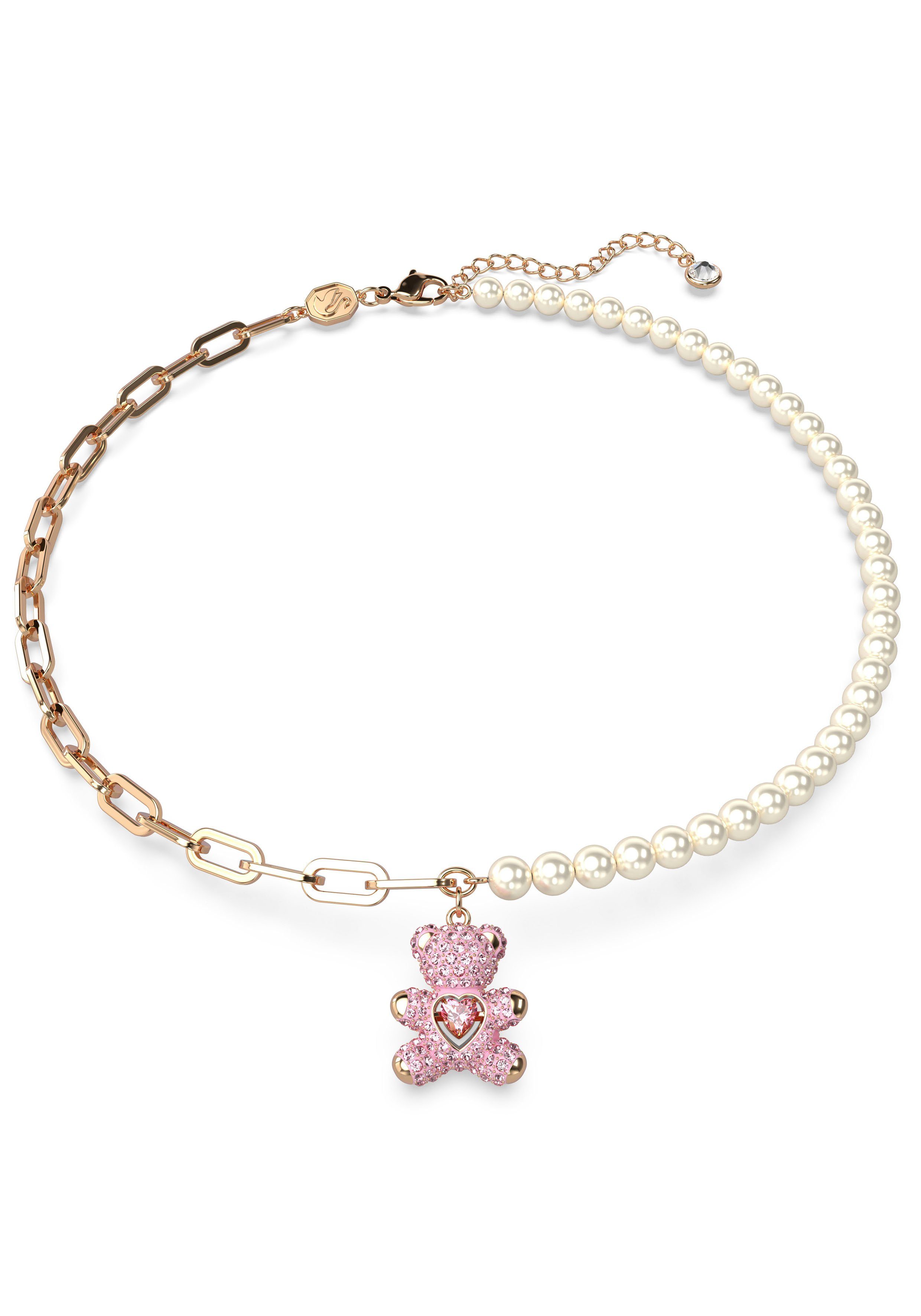 Swarovski Kette mit Anhänger TEDDY, BEAR, 5669166, mit Swarovski® Kristall, Swarovski® Zirkonia und Swarovski® Perle