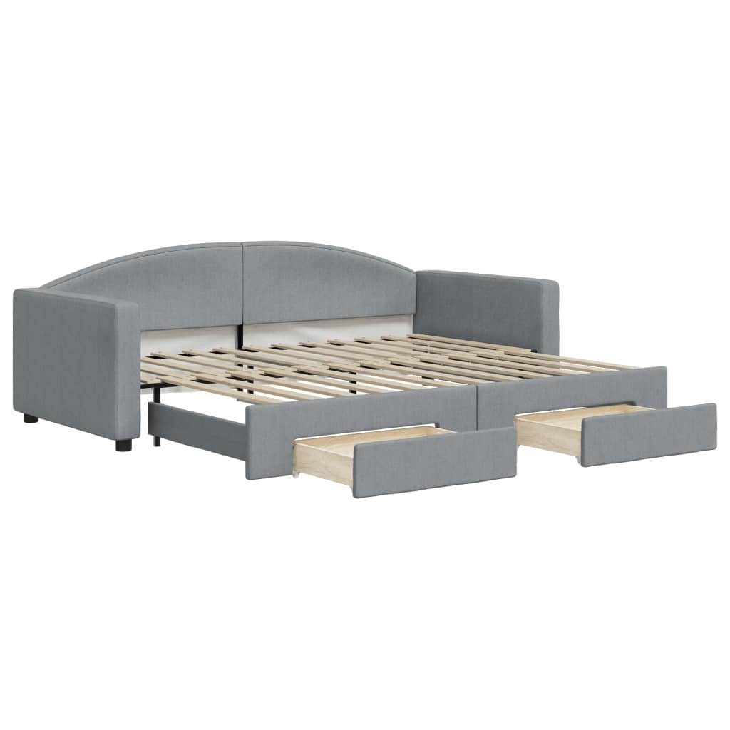 vidaXL Gästebett 90 x 200 cm Gästebett Tagesbett Ausziehbar mit Schubladen Hellgrau 90x