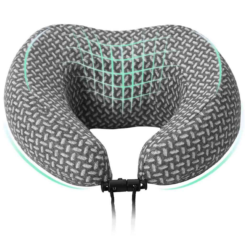 vidaXL Kopfkissen Reisekopfkissen für den Nacken Grau Viscoschaum 30 x 28 x 14 cm, Bezug: Polyester