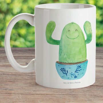 Mr. & Mrs. Panda Kinderbecher Kaktus Happy - Weiß - Geschenk, Neustart, Plastiktasse, Kinder Tasse, Kunststoff, Kindergeschichten Motive