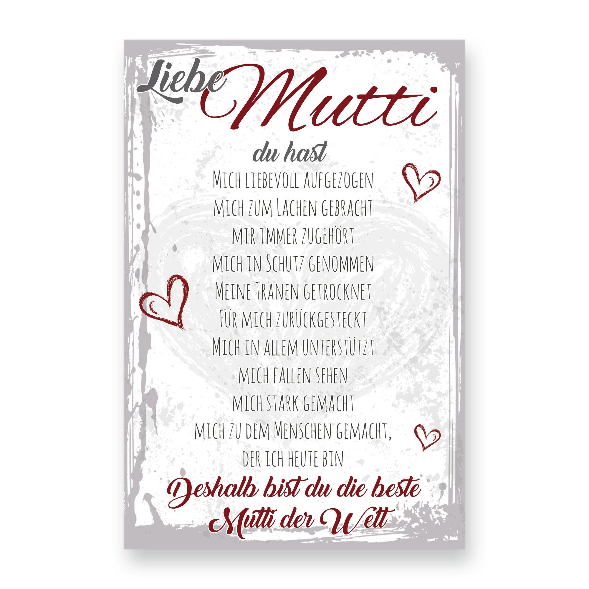 Kreative Feder Holzbild DekoBild „Liebe Mutti“ aus Holz, mit Motiv