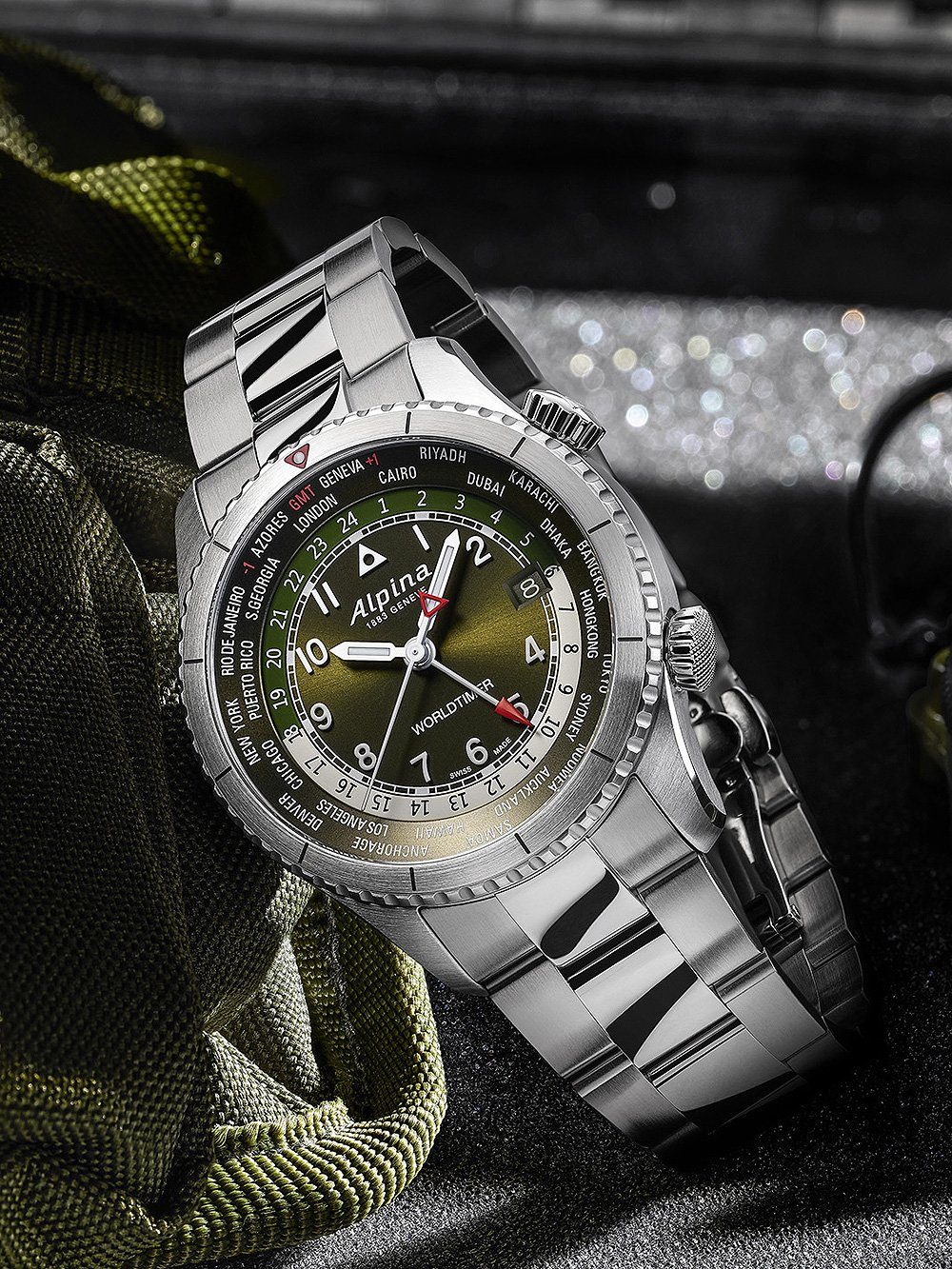 Alpina Quarzuhr Alpina AL-255GR4S26B Startimer Pilot Worldtimer Herrenuhr 41mm Alpina AL-255GR4S26B Startimer Pilot Worldtimer Herrenuhr 41mm