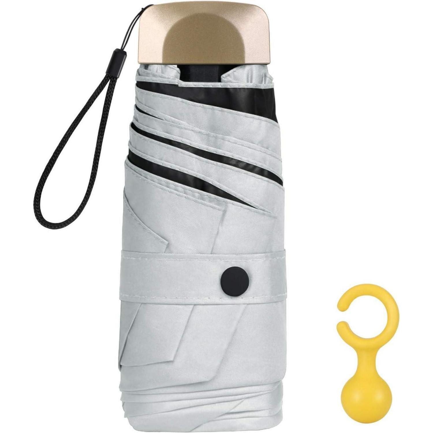 LuxusKollektion Taschenregenschirm Regenschirm mini 6 Rippen 210T faltbar UV Aluminium Grau