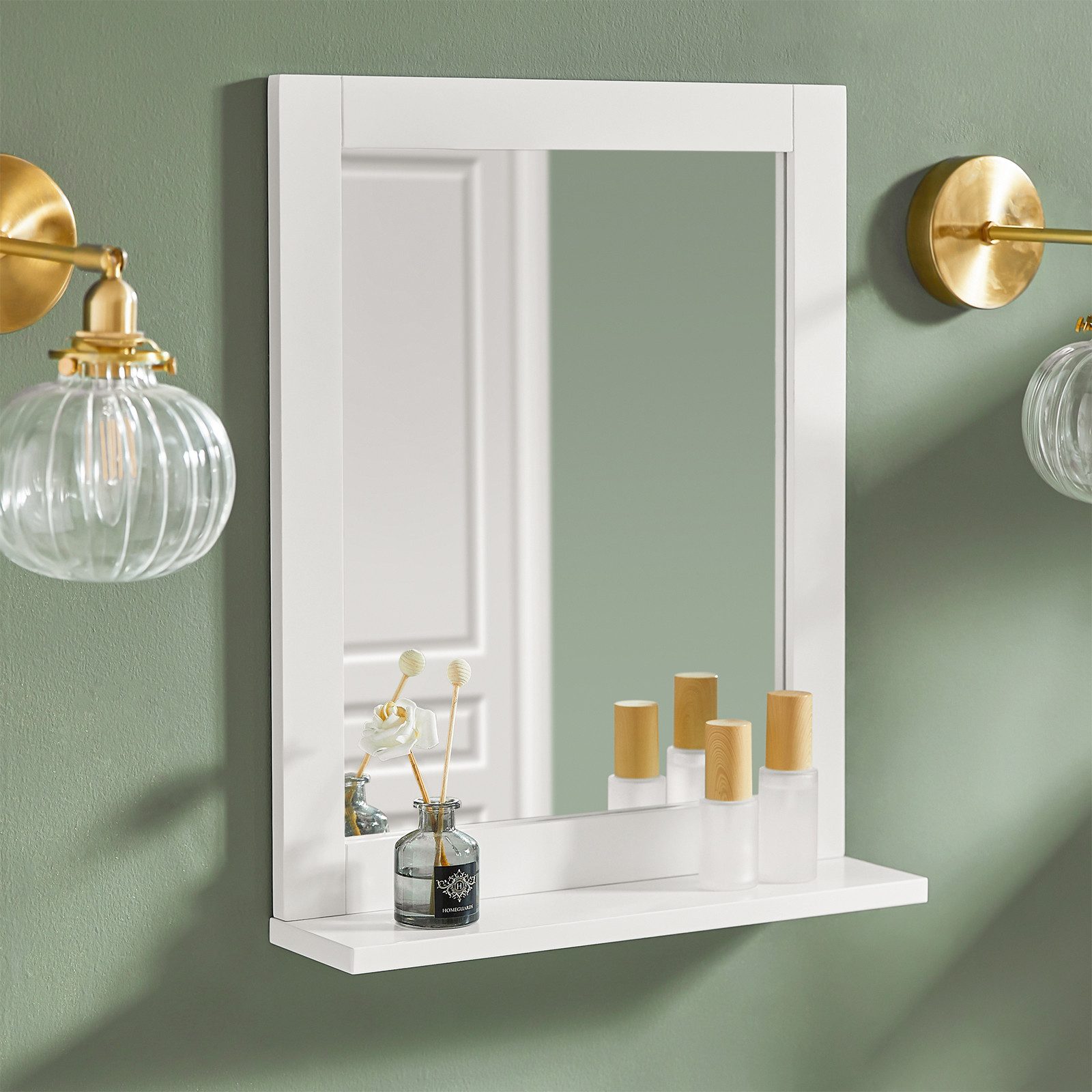 SoBuy Spiegel FRG129, Hängeschrank mit Spiegel, Wandregal, Badezimmer, Wandspiegel mit Ablage Schminkspiegel Badezimmerspiegel Flurspiegel