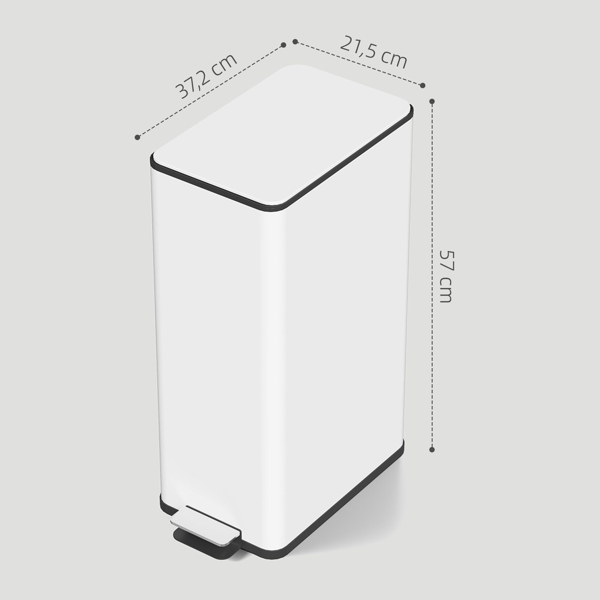 HOMCOM Mülleimer Treteimer mit Pedal, Soft-Close, fingerabdrucksicher, herausnehmbarer Inneneimer