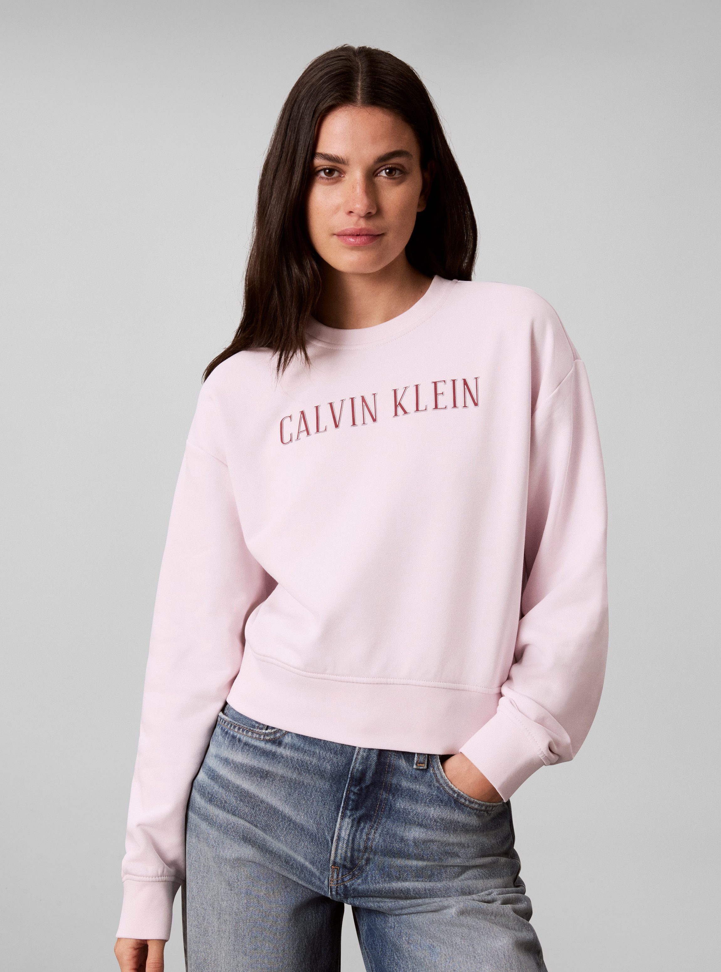 Calvin Klein Jeans Sweatshirt Rundhalsausschnitt, cropped, Logoschriftzug