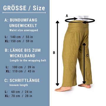 PANASIAM Wellnesshose Thai Fischerhose Hanf bequeme Unisex Wickelhose aus Hanf als Yogahose Freizeithose Relaxhose loose fit