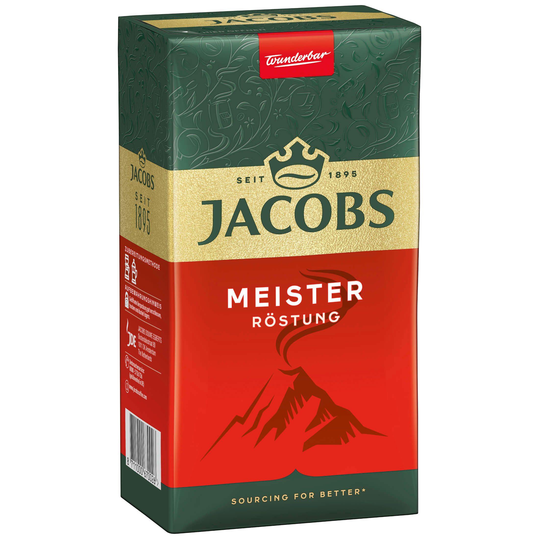 JACOBS Kaffee Filterkaffee Meisterröstung gemahlener Röstkaffee 12 x 500 g, (Packung, 12er Pack)