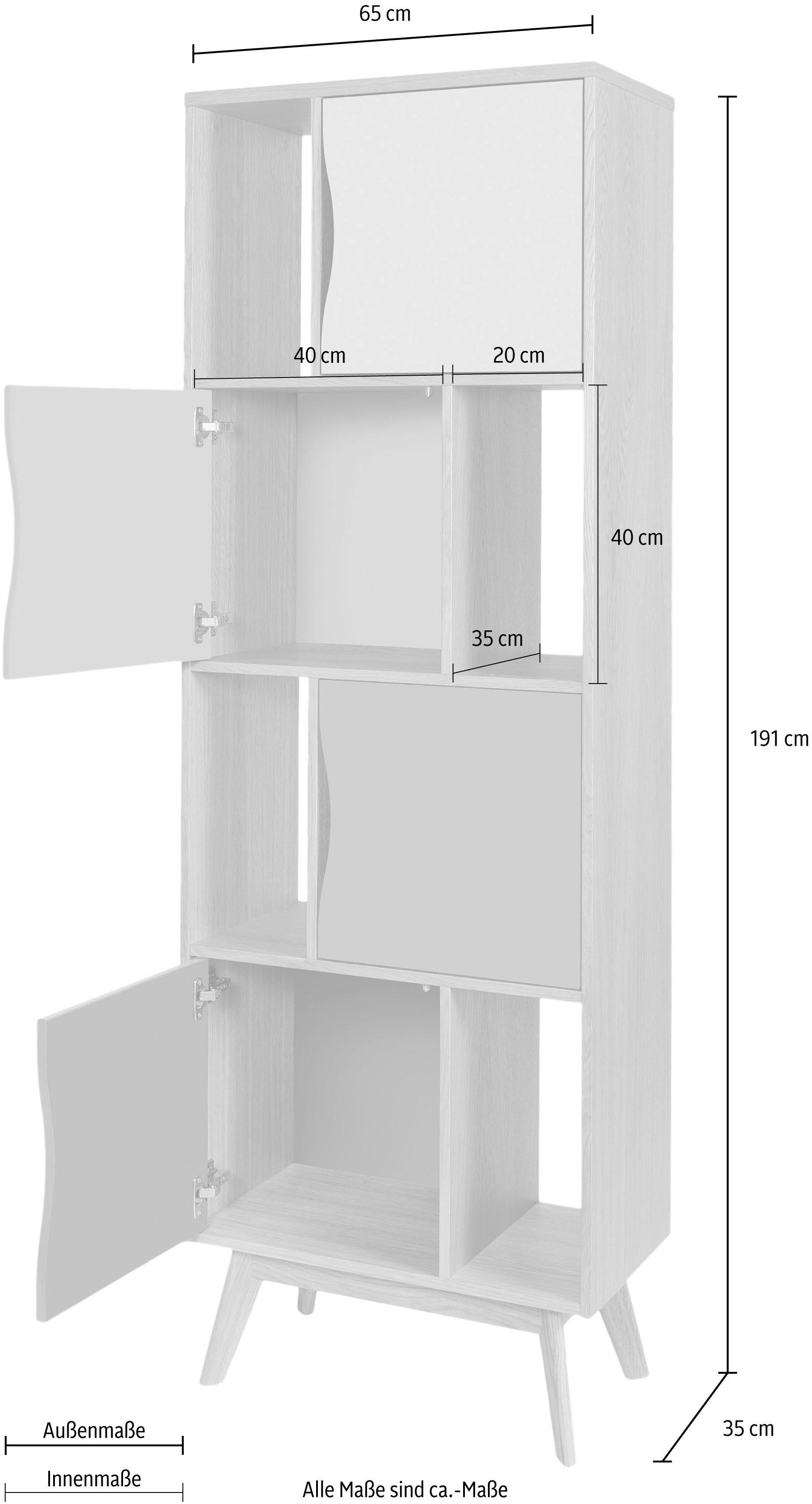 Höhe Avon, Holzfurnier Eiche, schlichtes cm, skandinavisches eiche/grau Bücherregal 191 Design aus Woodman
