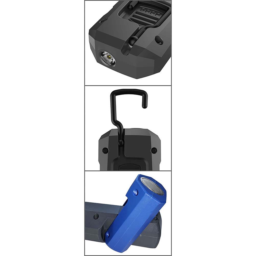 Ledino LED Arbeitsleuchte, LED-Leuchtmittel fest verbaut, LED Handleuchte Taschenlampe Alu Schwarz LED H 24 cm Akku