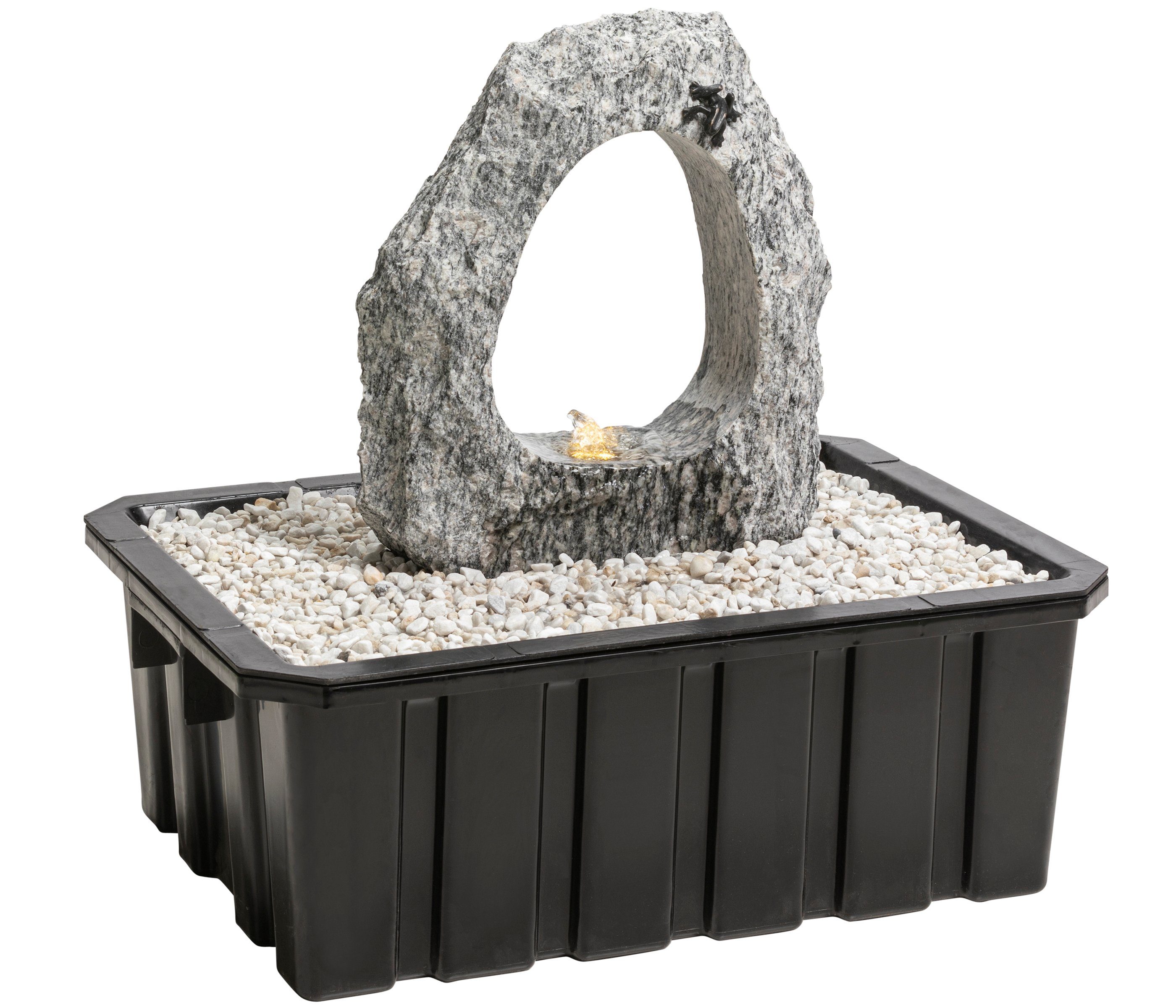 Gruta Trafo & stimmungsvolles Gartenbrunnen LED-Beleuchtung, Granit, mit Pumpe x 40 aus Dehner Granit, LED-Leuchte, mit cm 13 cm, 40 Wasserspiel 45 x Breite,