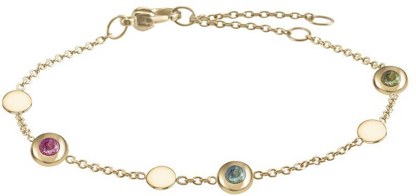 Boccia Armband Armband mit 5 bunten Turmalinen in Zargenfassungen - Modell: 03042-02