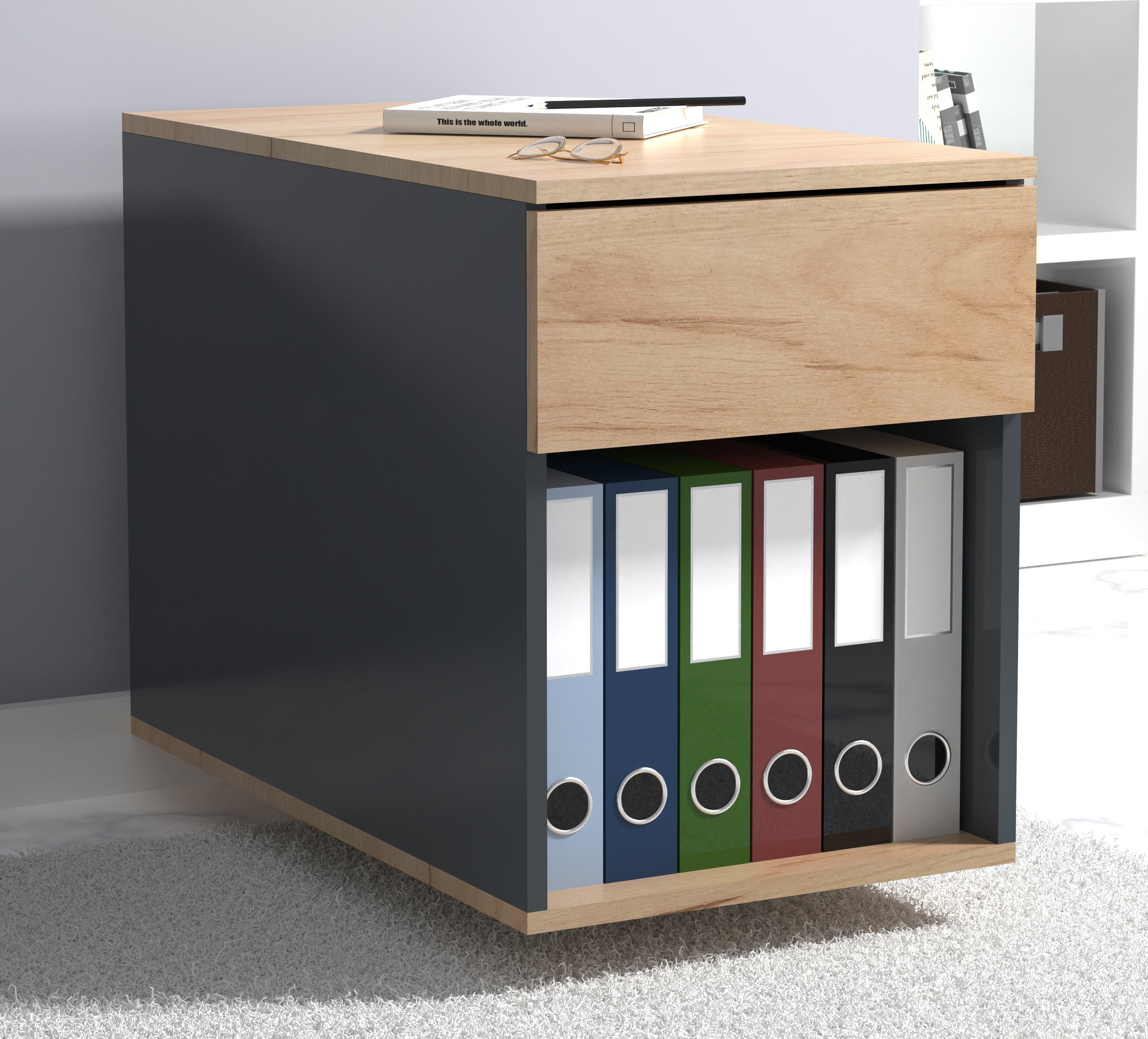 VCM Rollcontainer Büroschrank Dalosa H. 55 x B. 39 x T. 70 cm, Beistellcontainer mit Schubladen, Bürocontainer