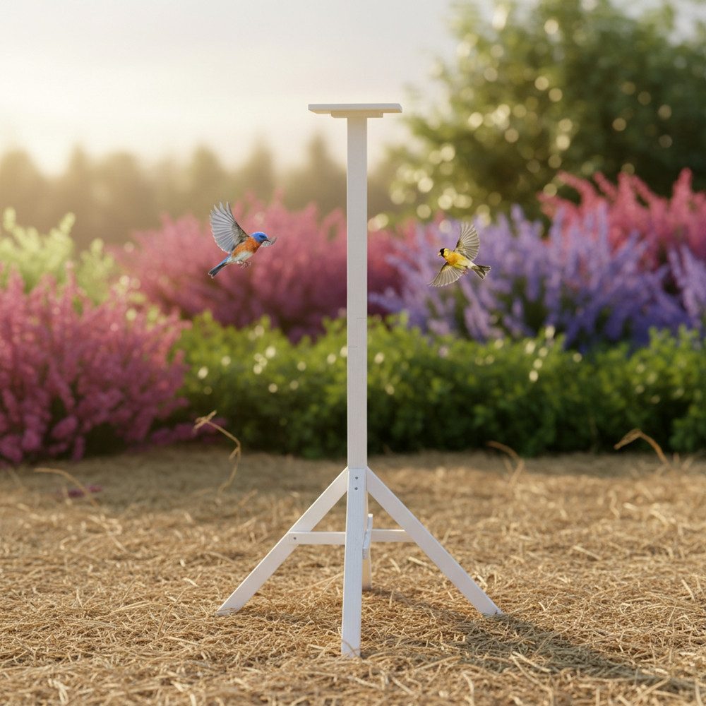 Mucola Vogelhausständer Vogelhausständer Holz Ständer Weiß 1,05M hoch Vogel günstig online kaufen