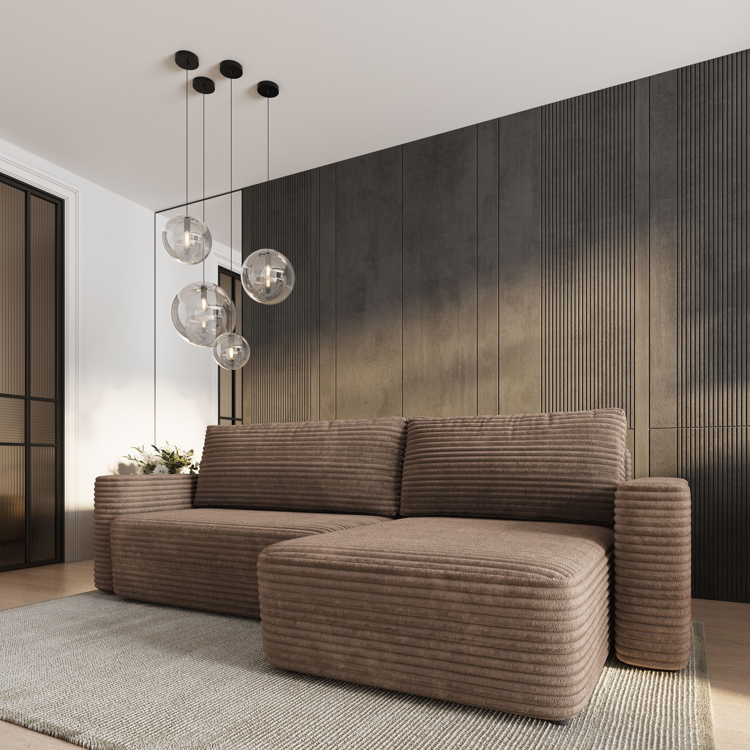 Masseno Ecksofa TELIN mit Schlaffunktion L-Form, Sofa mit Bettkasten