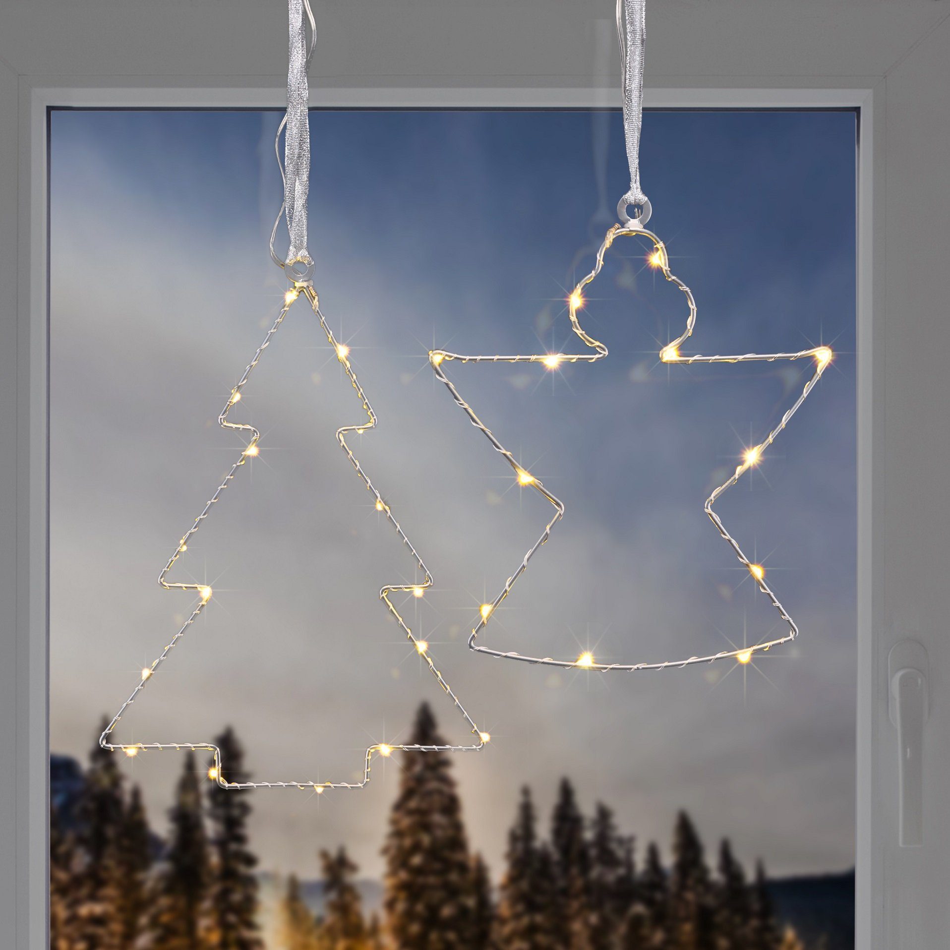 GartenHero LED Stern LED Fenstersilhouette Fensterbild Leuchtbild  Weihnachten Deko Engel, LED fest integriert, warmweiß