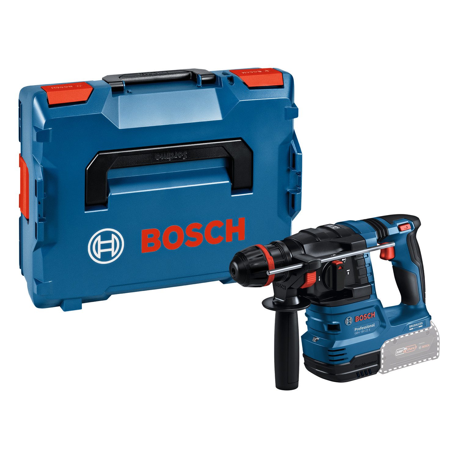 Bosch Professional Akku-Bohrhammer GBH 18V-22 X, max. 1050 U/min, mit ONECHUCK, in L-BOXX 136, ohne Akku und Ladegerät