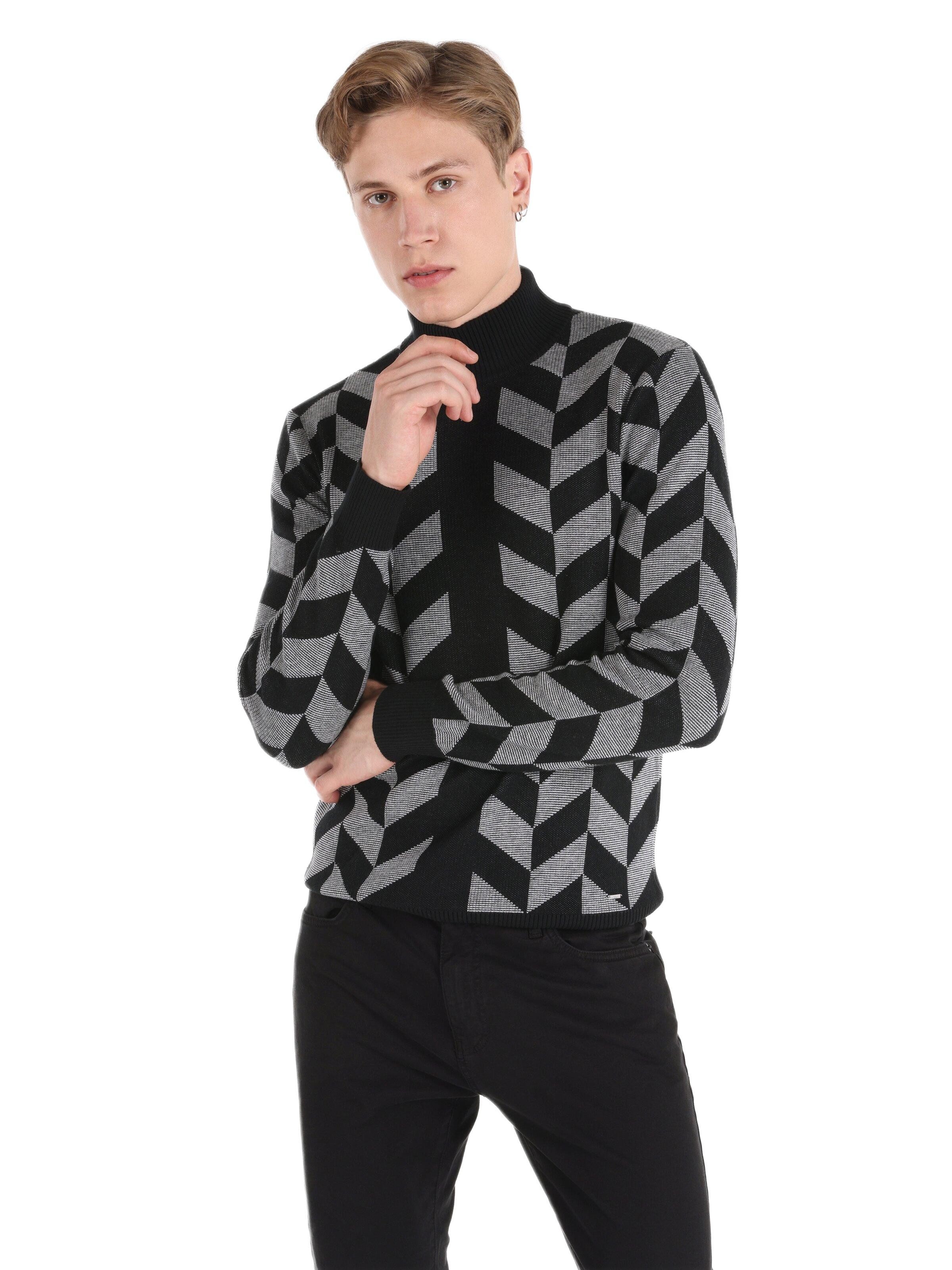 Streifenpullover Colins Slim Fit Rollkragenpullover für Herren mit Aufdruck