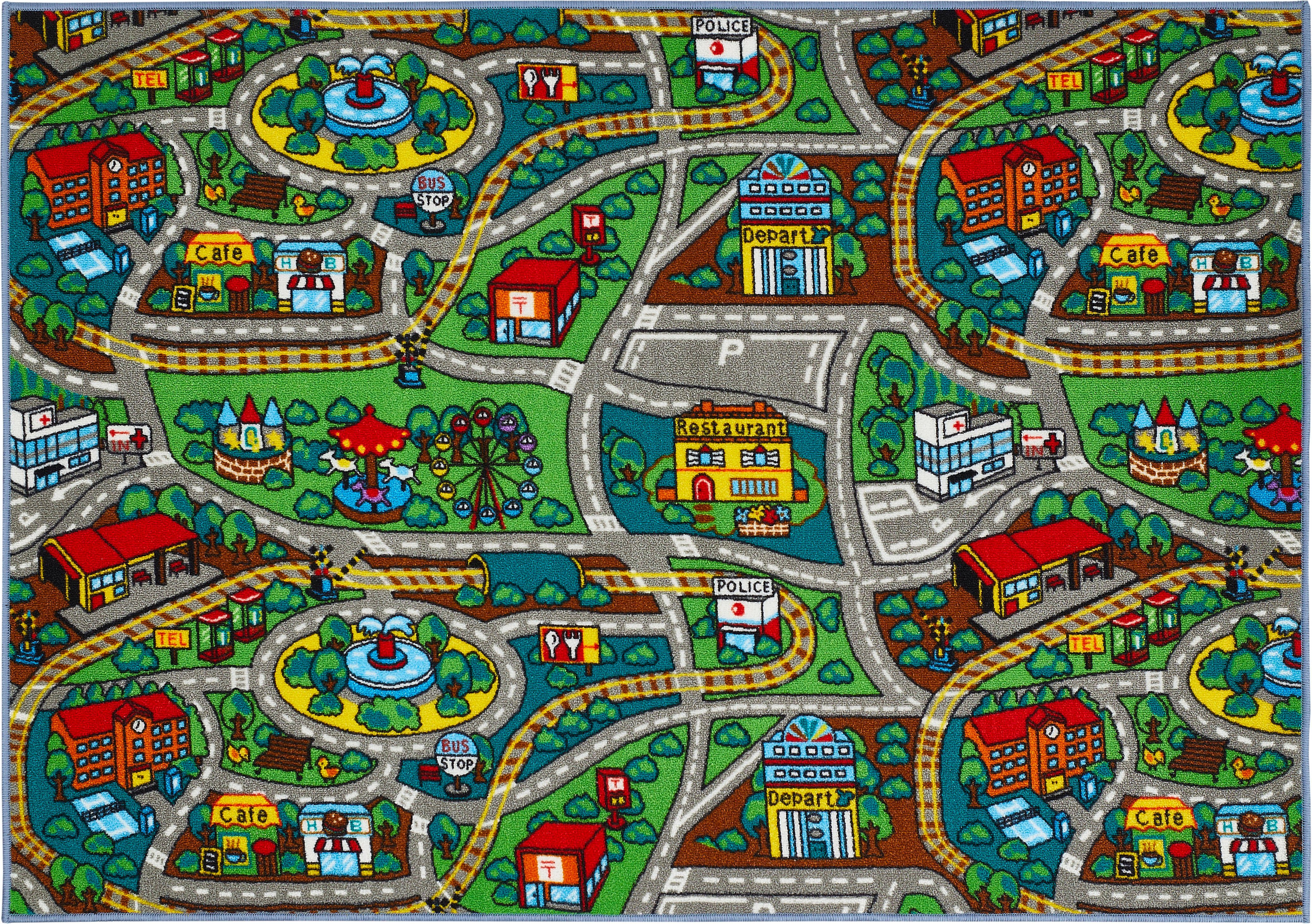 Andiamo Kinderteppich Duo, rechteckig, Höhe: 10 mm, Spielteppich, Straßenteppich, beidseitig verwendbar, Hüpfkästchen