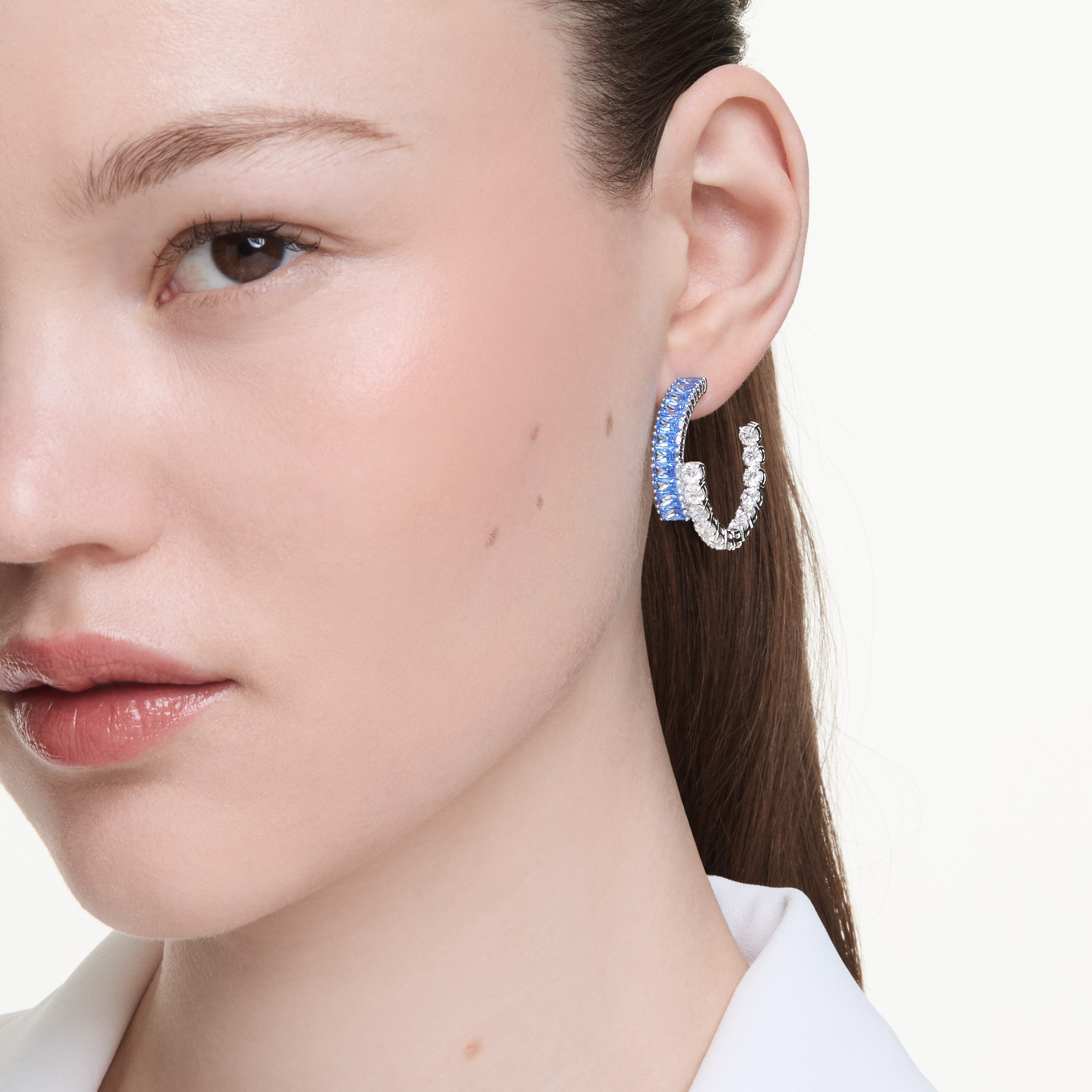 Swarovski Paar Creolen Schmuck Geschenk Matrix Ohrringe, mit Swarovski® Kristall, Swarovski® Zirkonia (synth)