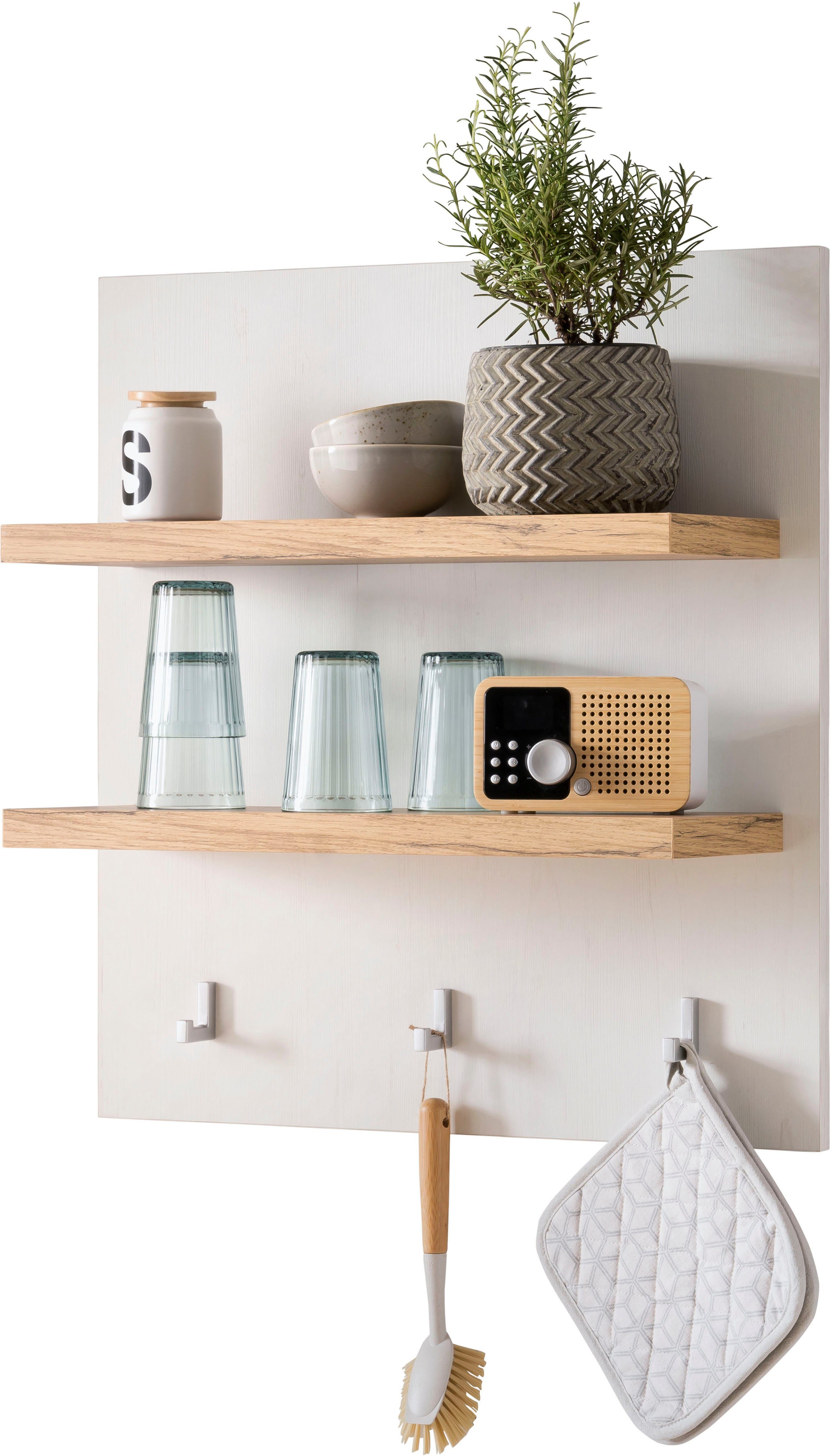 OTTO home Wandregal KS-Westminster, mit 2 Ablageböden, 3 Haken, Breite 60 cm, exclusiv by Otto