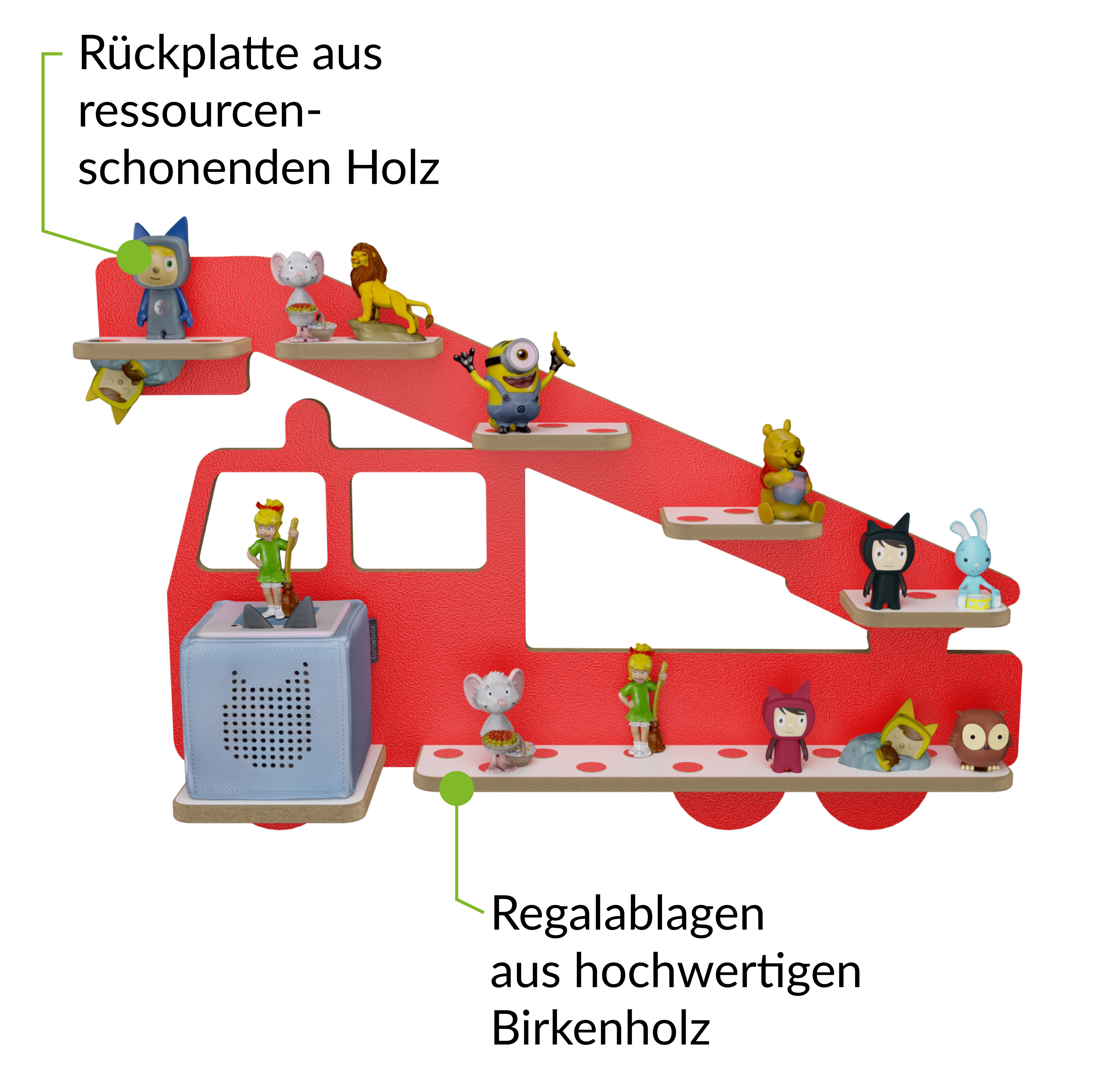 Holzura Kinderregal Tonieregal für Toniebox, Kinderregal Feuerwehr Regal fü günstig online kaufen