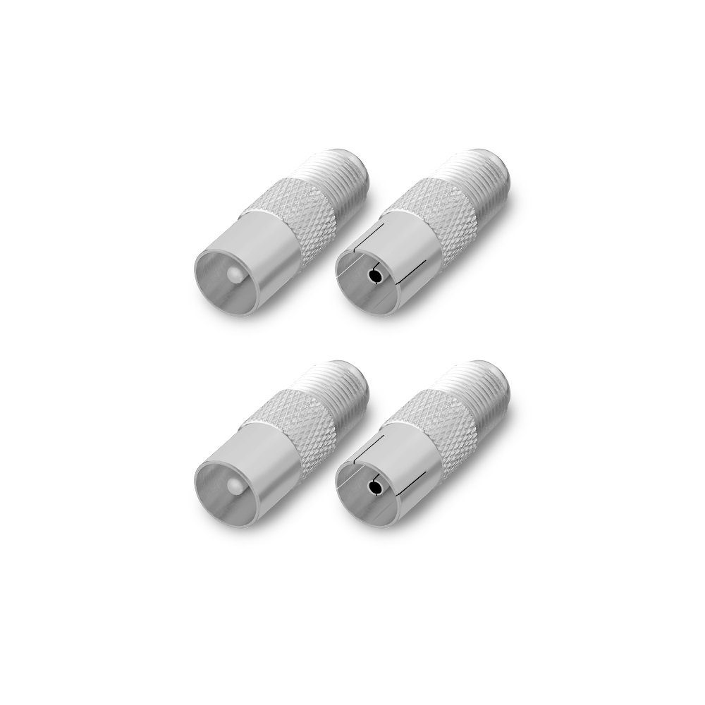 Kabelzubehör TV Adapter IEC 9,5 mm 2x Buchse + 2x Stecker Antenne Sat Kabel 4K