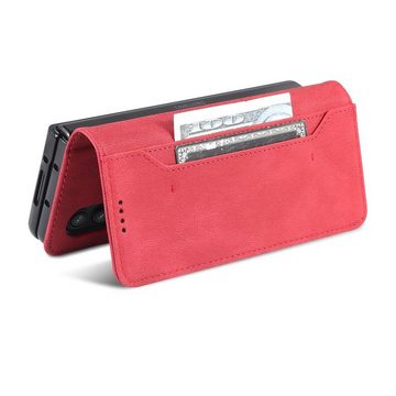 Wigento Handyhülle Für Samsung Galaxy Z Fold4 5G Design Kunst Leder Handy Tasche Hülle Etuis Rot