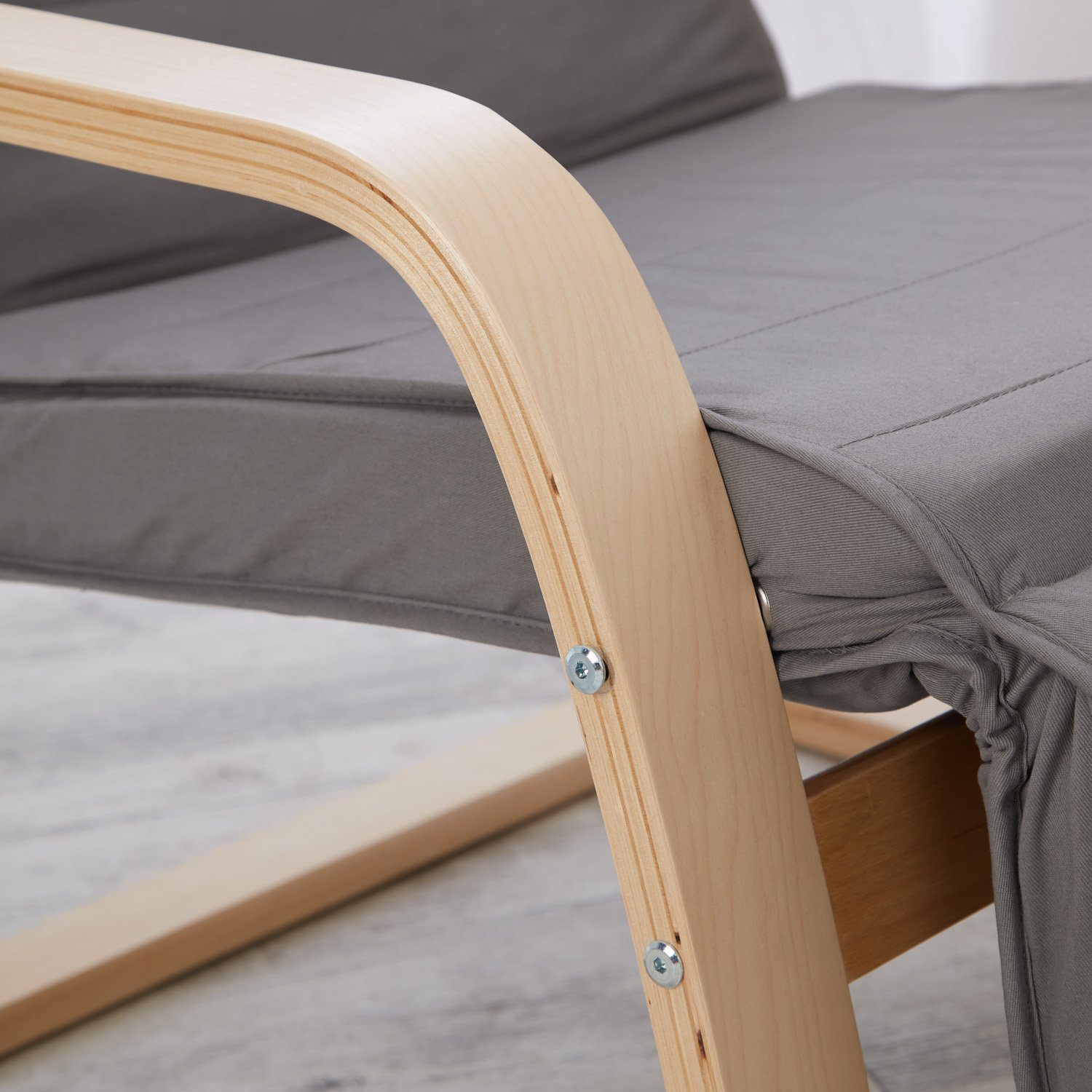 Homestyle4u Relaxsessel Schwingsessel Schaukelsessel Wohnzimmer Grau Schaukelstuhl Fußstütze (1 Stuhl, 1-St., Stuhl mit Bezug), Bezug abnehmbar, Fußteil verstel – Bild 4 von 5