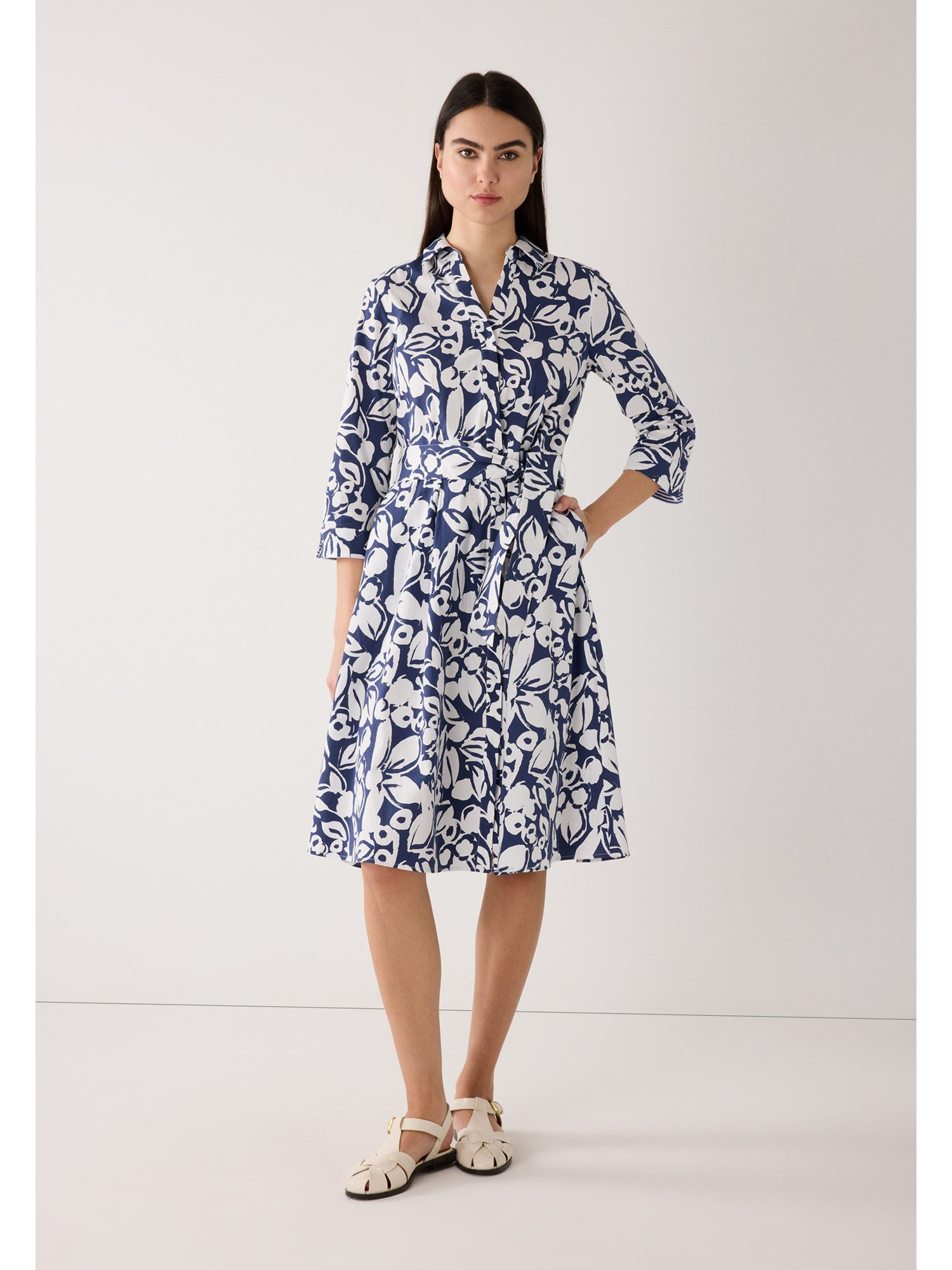 MORE&MORE Blusenkleid sommerliches 3/4 Arm-Kleid, Flowerprint