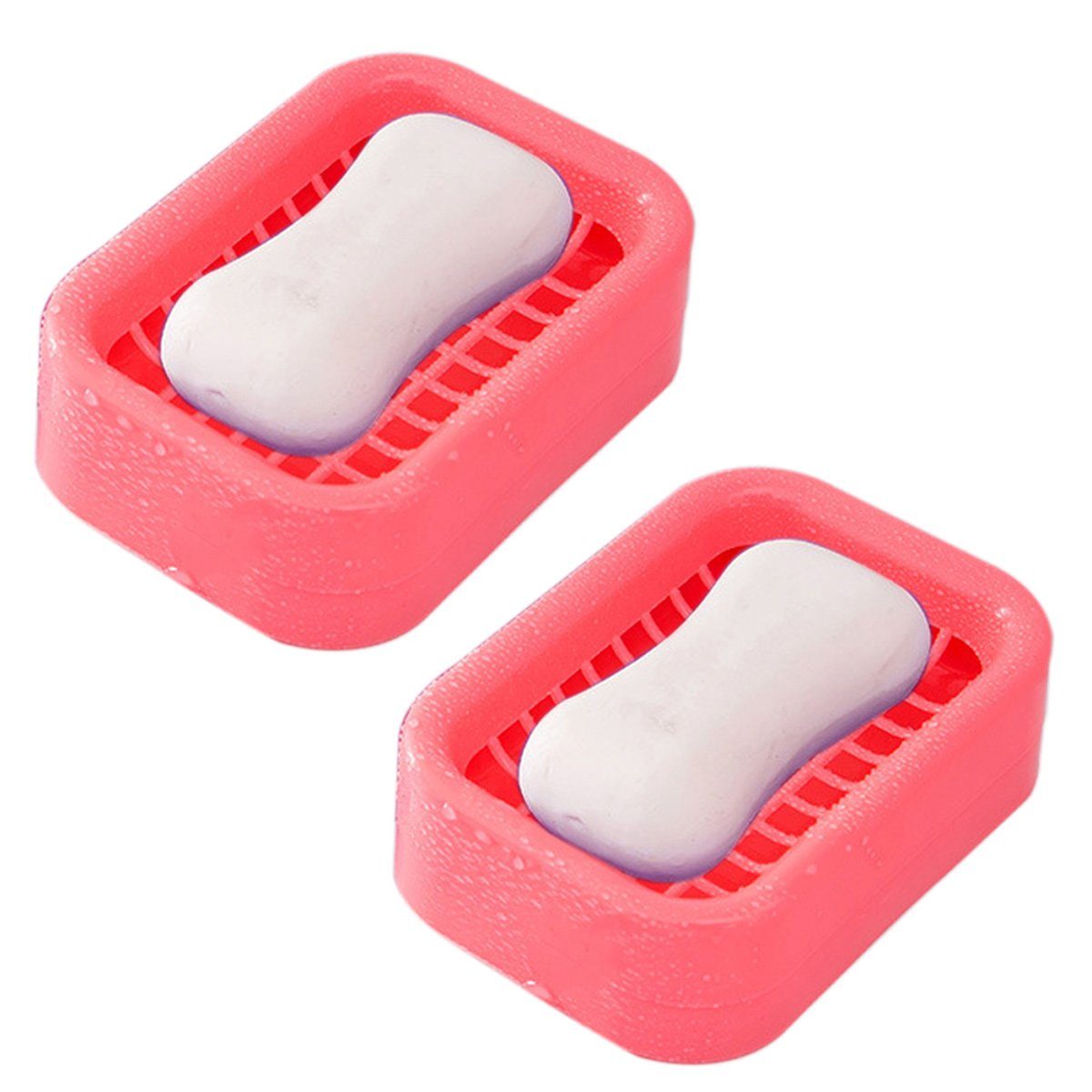 Juoungle Seifenschale Kunststoff Seifenkiste, Seife trocken halten, leicht zu reinigen rosa